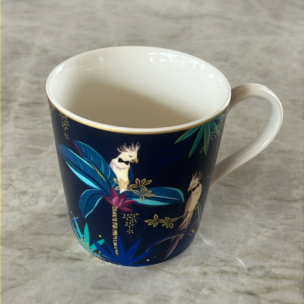 Portmeirion Sara Miller London Tahiti Cockatoo Coffee Cup Tea Mug. Portmeiob